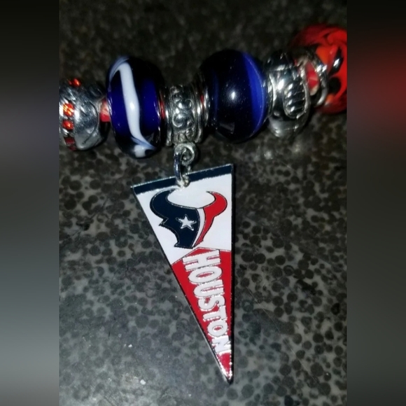 8" HOUSTON TEXANS FOOTBALL NFL CUSTOM EUROPEAN CHARM BRACELET LEATHER CLASP BAND - Picture 5 of 7